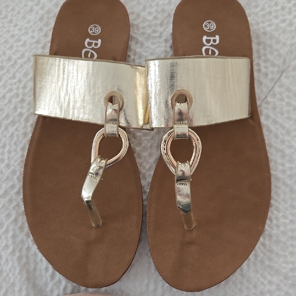 Gold Slide Sandals